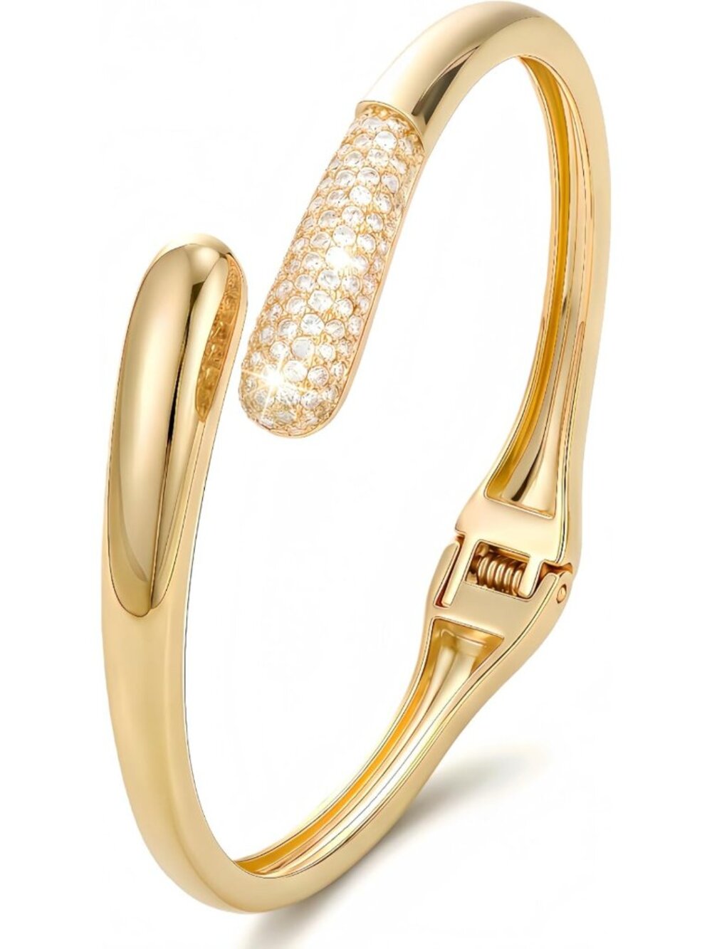14K Gold Plated Cuff Bracelet for Women - Stackable Open Bangle, Everyday